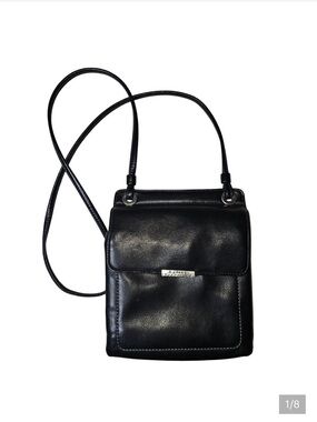 KOLTOV BLACK LAMBSKIN LEATHER CROSSBODY BAG WITH BUILT IN WALLET EUC